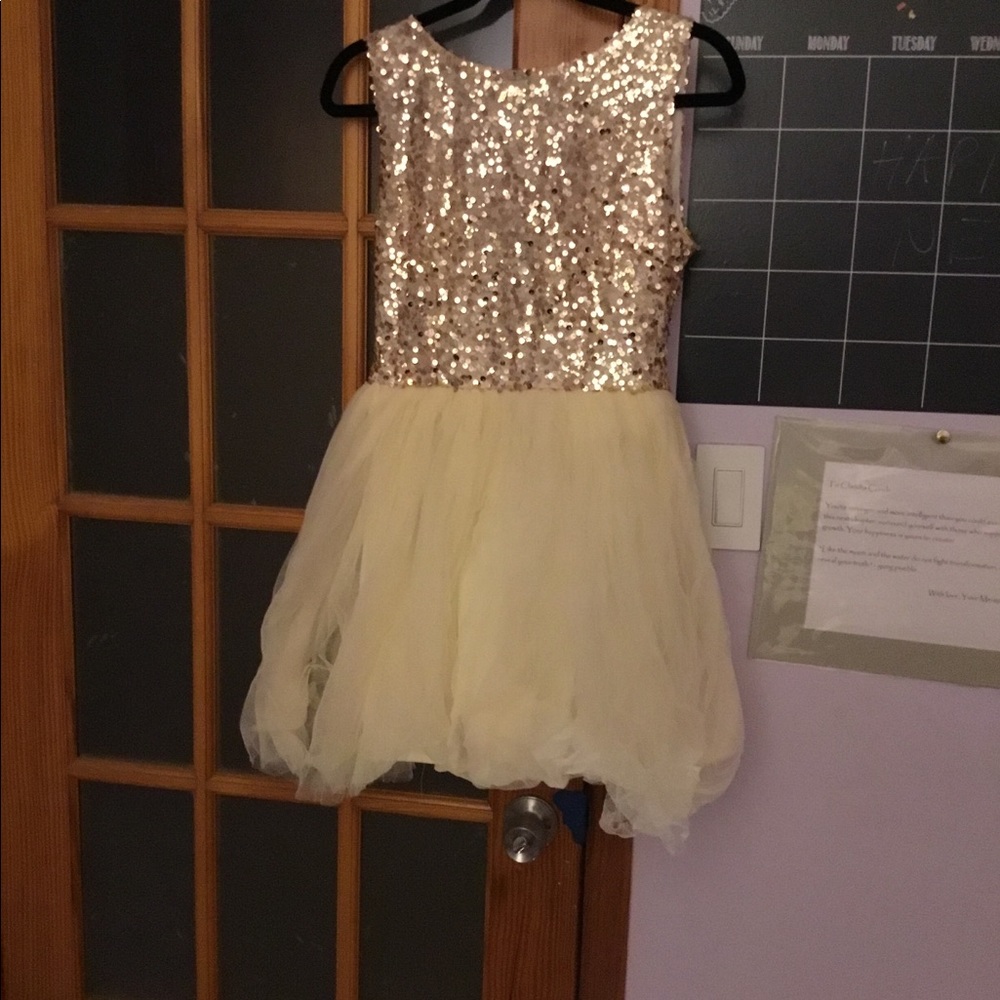 Sequin Ruffle Dress (Gold)